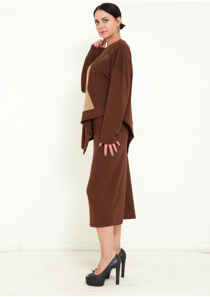 Kadın Tasarım Simli Çift Renk Alt Üst Triko Takım fiyatları