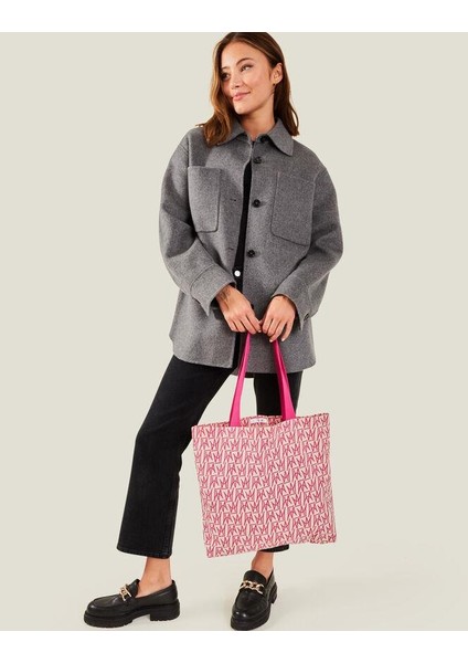 Taç Işlemeli Sağlam Askılı Pembe Alışveriş ve Geniş Omuz Çantası