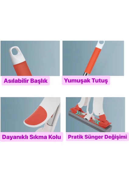 Toshi Kelebek Sıkma Mekanizmalı Sünger Paspas Mop