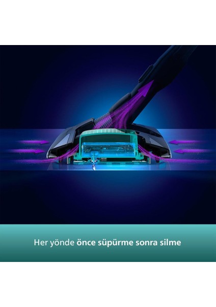 Aqua Seri Islak/kuru 360° Çekim Gücü, 80DK Çalışma, LED Başlıklı Ultra Premium Dikey Şarjlı Süpürge - LUCİOLE BEYAZ LAMBADER HEDİYE!