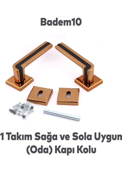 Defne Lüx Rose Gold Kare Rozetli Oda Kapısı Uyumlu Kapı Kolu Sağa ve Sola Uygun Kolları 1 Takım indirimleri