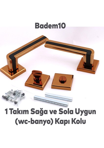 Defne Lüx Rose Gold Kare Rozetli Wc-Banyo Kapısı Uyumlu Kapı Kolu Sağa ve Sola Uygun Kolları 1 Takım modelleri