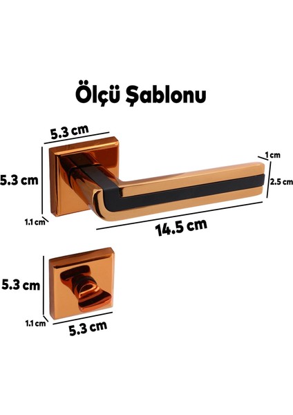 Defne Lüx Rose Gold Kare Rozetli Wc-Banyo Kapısı Uyumlu Kapı Kolu Sağa ve Sola Uygun Kolları 1 Takım indirimleri