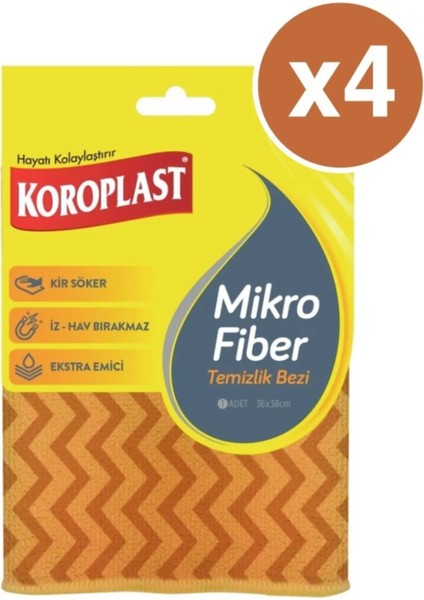 Mikro Fiber Temizlik Bezi 36 x 38 cm x 4 Paket