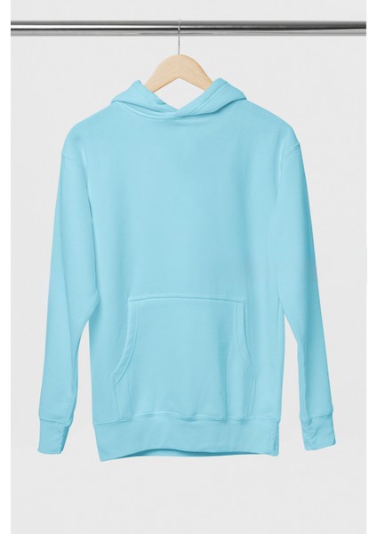 Unisex Basic Açık Mavi Oversize 3 Iplik Kışlık Pamuklu Sweatshirt fırsatları