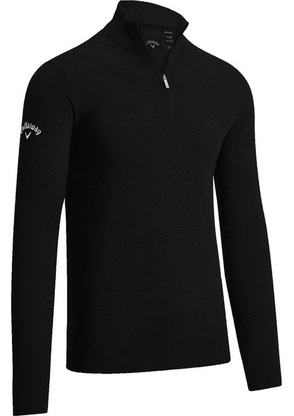 1/4 Zip Merino Sweater / Erkek Yün Karışımlı Ince Kazak