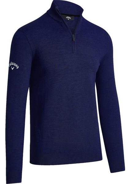 1/4 Zip Merino Sweater / Erkek Yün Karışımlı Ince Kazak