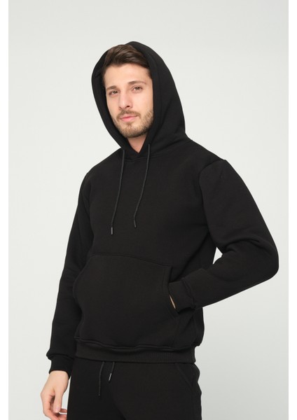 Siyah Kapşonlu Sweatshirt 3 Iplik Şardonlu (%100 Pamuk) fiyatları
