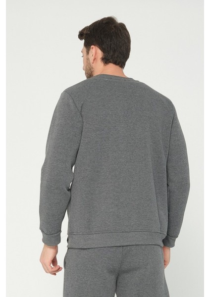 Antrasit Gri Bisiklet Yaka Sweatshirt 3 Iplik Şardonlu (%100 Pamuk) modelleri