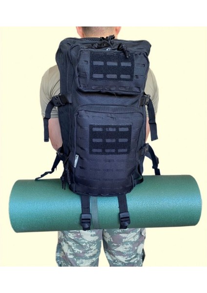 Siyah Cordura Kumaş Taktikal Sırt Çantası 55 L