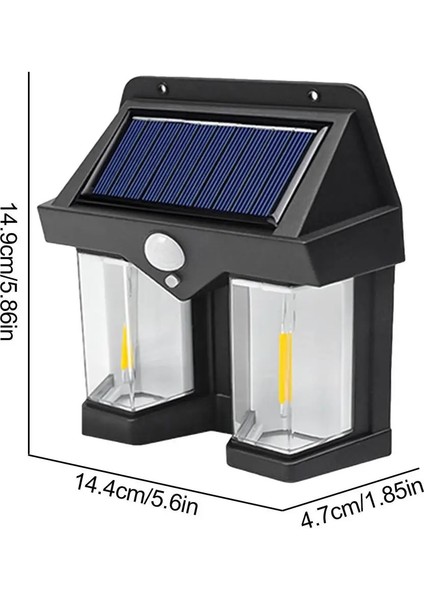 Solar Güneş Enerjili Şarjlı Aplik Lamba Hareket Sensörlü Çift Ampul Solar Aydınlatma