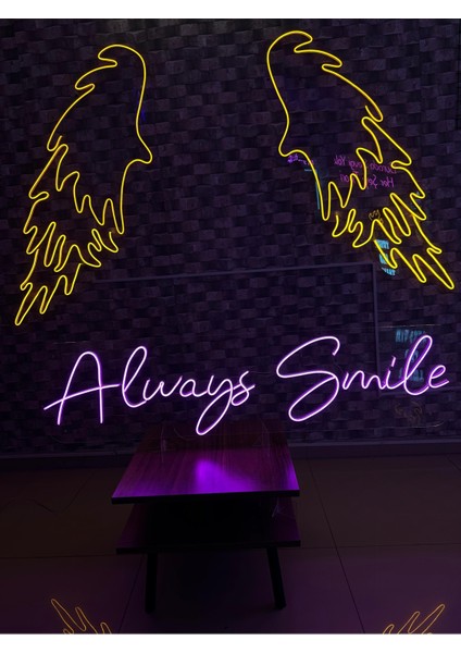 Always Smile Yazılı Neon Tabela