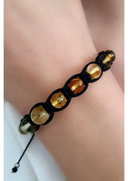 Damla kehribar şambala kadın bileklik