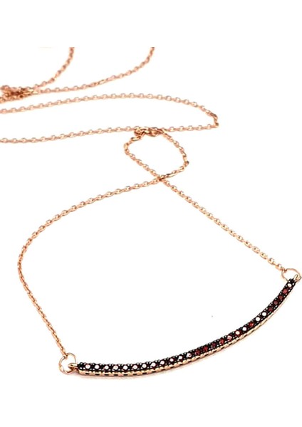 Granat taşlı 925 ayar gümüş rose yay kolye fiyatları