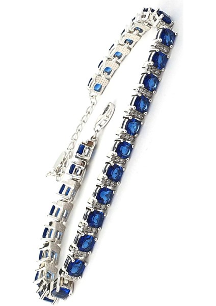 Pırlanta Parlaklığında Zirkon Taşlı safir Su Yolu Bileklik