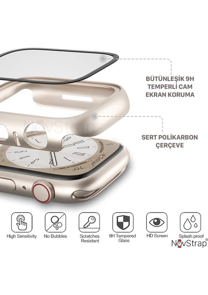 Apple Watch Series 7/8/9 41MM ile Uyumlu Starlight Yıldız Işığı Ekran Kasa Koruyucu Kapak modelleri
