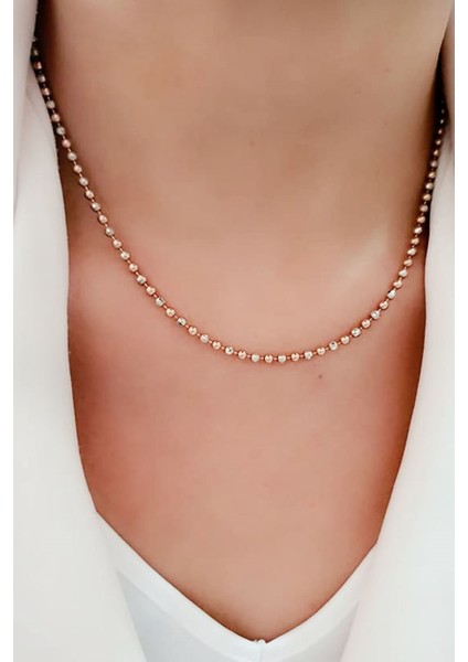 İtalyan tasarımı rose beyaz cift renkli gümüş zincir kolye