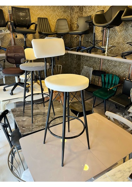 Yeni Tasarım Mila Bar Sandalyesi 65 cm Beyaz,deri.90 cm ile 99 Cme Kadar Olan Ada&masalara Uyumlu fiyatları