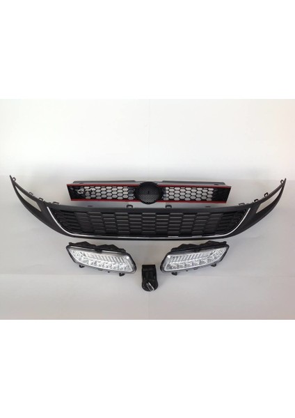 Volkswagen Polo 2010-2014 Krom Panjur Orta Izgarası LED Sis Set