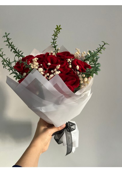 Örgü Kırmızı Gül Buketi,kırmızı Gül,el Yapımı Örgü Çiçek Buketi,anneye,sevgiliye,öğretmene Hediye indirimleri