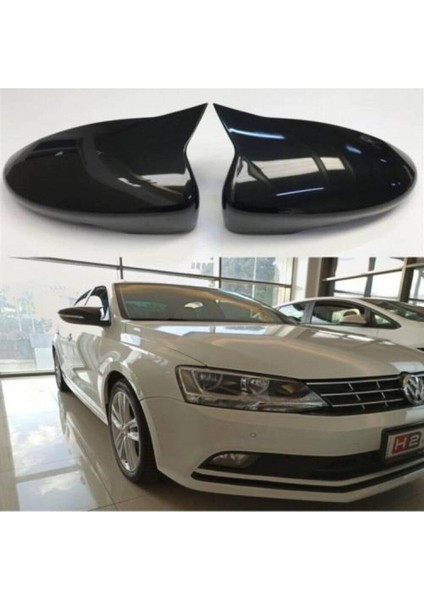 Volkswagen Jetta Mk6 Golf Mk6 Scirocco Passat B7 ve cc 2011-2014 Yarasa Ayna Kapağı, Parlak Siyah