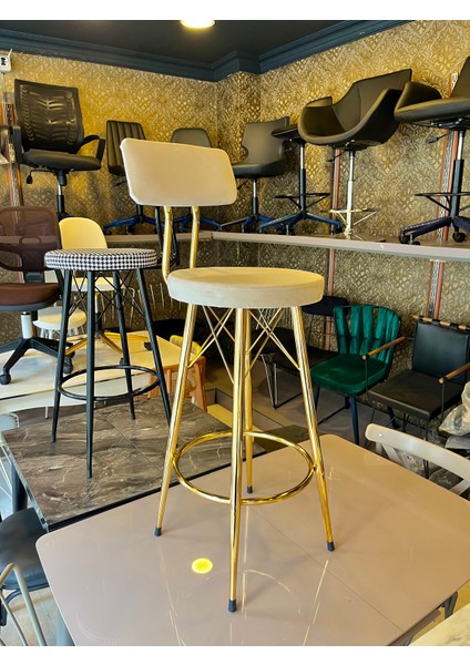 Yeni Mila Gold Bar Sandalyesi 75 cm Bej Babyface KUMAŞ.100 ile 115 cm Arası Ada&masalara Uyumlu modelleri