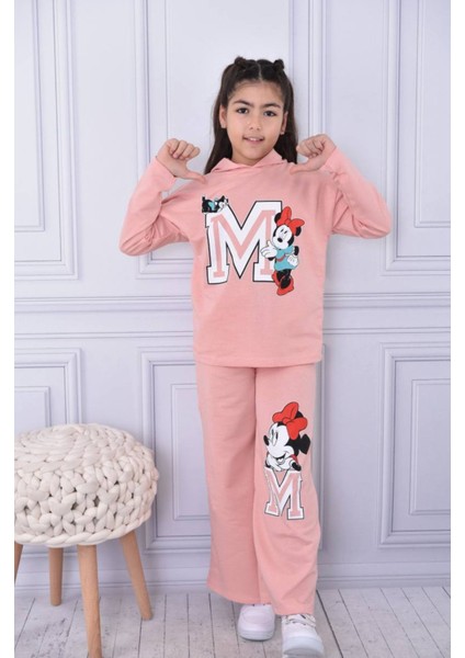 Minnie Mouse Baskılı Mevsimlik Kapüşonlu Kız Çocuk Takım