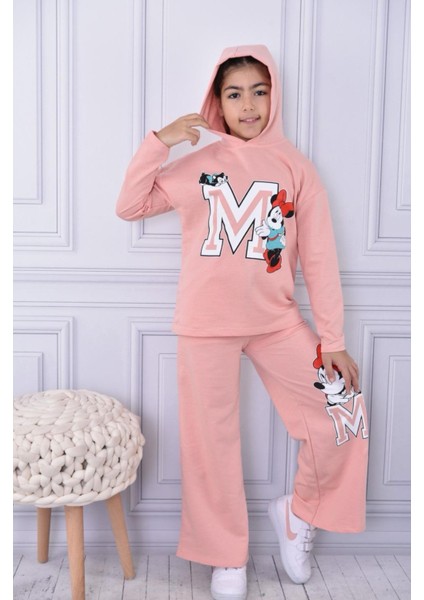 Minnie Mouse Baskılı Mevsimlik Kapüşonlu Kız Çocuk Takım