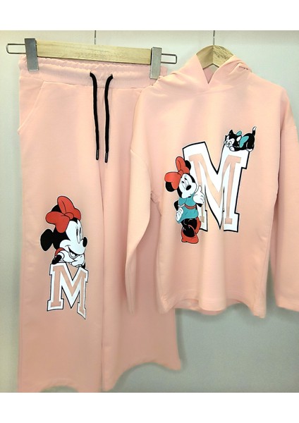 Minnie Mouse Baskılı Mevsimlik Kapüşonlu Kız Çocuk Takım