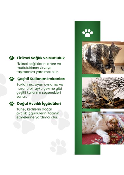 Kırmızı Renkli Katlanabilir Kedi Tüneli 60 cm Güvenli Kedi Oyun Alanı