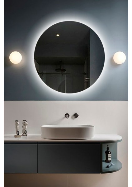 LED Işıklı Yuvarlak Model Dekoratif Duvar Aynası, Modern Eşsiz Ayna, Ayna Duvar Dekorasyon Ürünü