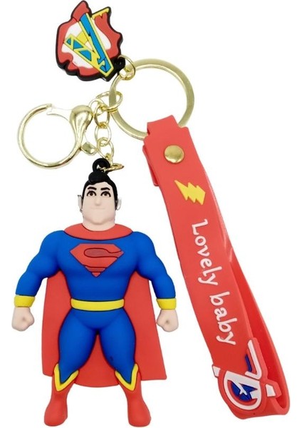 Süperman 3D Silikon Anahtarlık Gold Metal