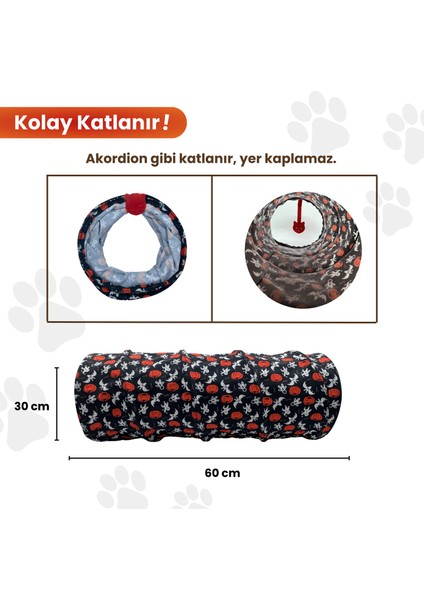 Taşınabilir ve Katlanabilir Dayanıklı Kedi Tüneli 60 cm Kedi Saklanma Tüneli Kediler Için Uyku Alanı