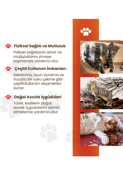 Taşınabilir ve Katlanabilir Dayanıklı Kedi Tüneli 60 cm Kedi Saklanma Tüneli Kediler Için Uyku Alanı