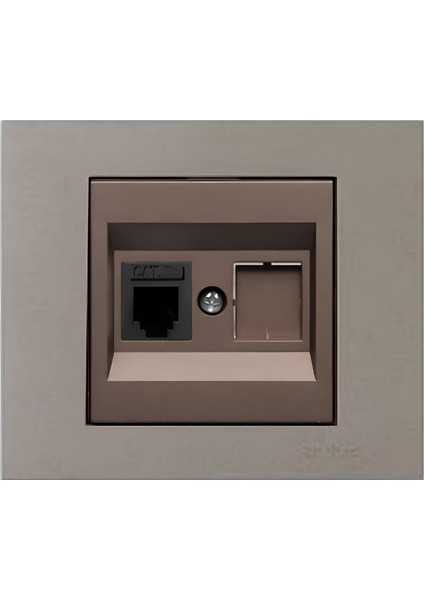 Grano Metalik Numeris Telefon Prizi Mocha + Antrasit Çerçeve