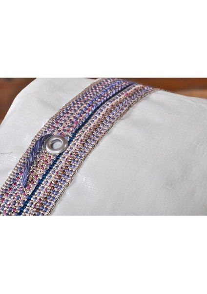 Çadır Branda 4 Metre Enli Su Geçirmez Beyaz Branda 180GR/M2 Şerit Kolonlu