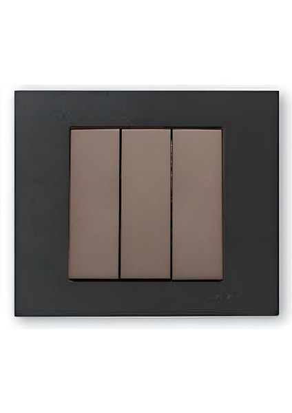 Grano Metalik Üçlü Anahtar Mocha + Siyah Çerçeve