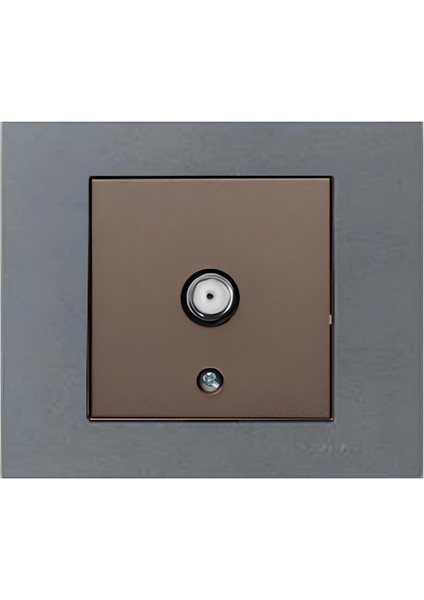 Grano Metalik F Konnektör Uydu Prizi Mocha + Füme Çerçeve