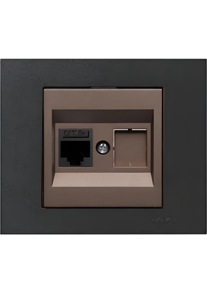 Grano Metalik Cat6 RJ45 Prizi Mocha + Siyah Çerçeve
