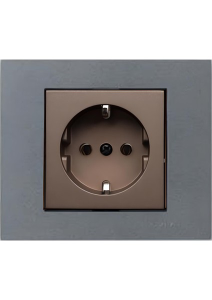 Grano Metalik Topraklı Priz Mocha + Füme Çerçeve