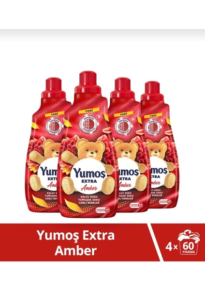 Extra Konsantre Çamaşır Yumuşatıcısı Amber 1440 ml 60 Yıkama 4'lü