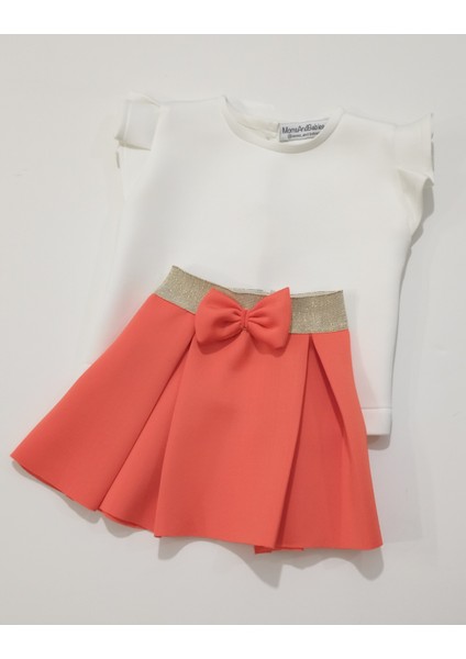 Çocuk Bluz Etek Takım Çocuk Ikili Etek Takım Turuncu - Mor - Beyaz Dalgıç Kumaş 0 - 5 Yaş modelleri