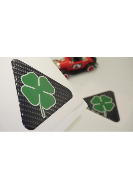 Dktuning Alfa Romeo Yonca Logo Yan Çamurluk 3m 3D Karbon Damla Logo Amblem Seti