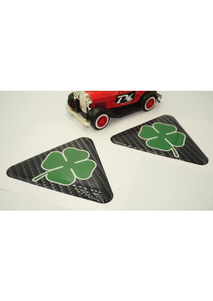 Dktuning Alfa Romeo Yonca Logo Yan Çamurluk 3m 3D Karbon Damla Logo Amblem Seti