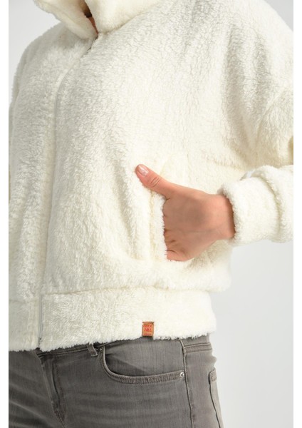 Ekru Tam Fermuarlı Kadın Peluş Ceket indirimleri