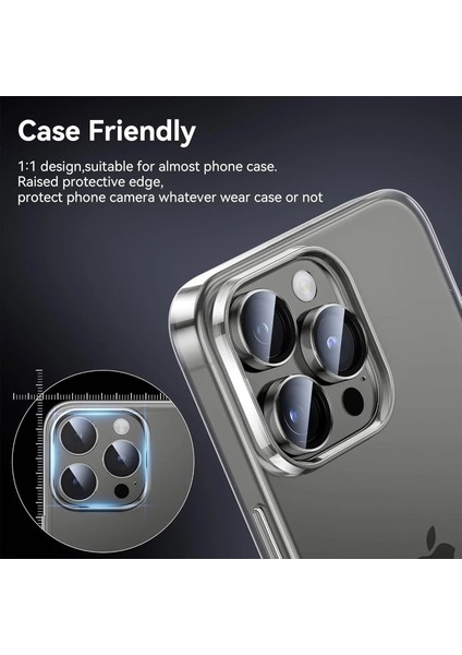 Apple Iphone 15 Pro ve 15 Pro Max Uyumlu %100 Safir Kamera Lens Koruyucu