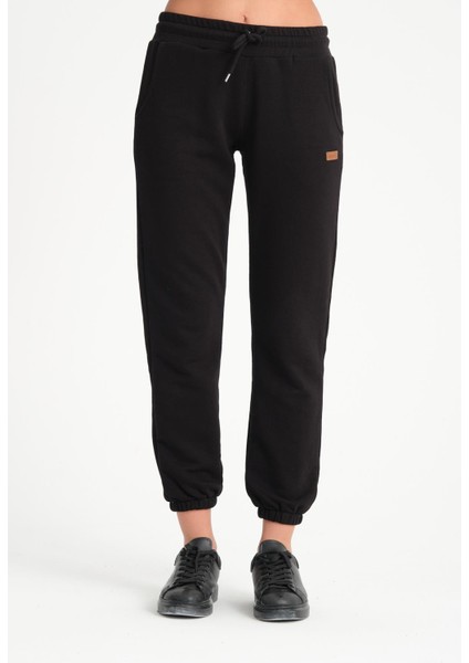 Siyah Cepli Basic Kadın Eşofman Altı