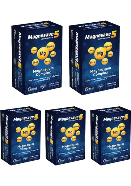 Magnesave5 Magnezyum Complex 60 Kapsül x 5 Adet
