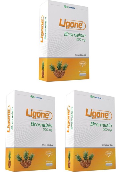 Ligone Bromelain 500 mg 60 Kapsül x 3 Adet