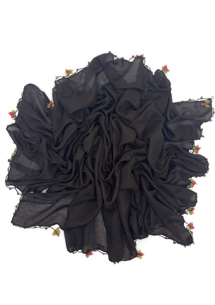 5'li Set Pamuklu El Işi Kiraz Oyalı Boncuklu Eşarp Hediyelik Yazma 100X100CM Toptan fırsatları